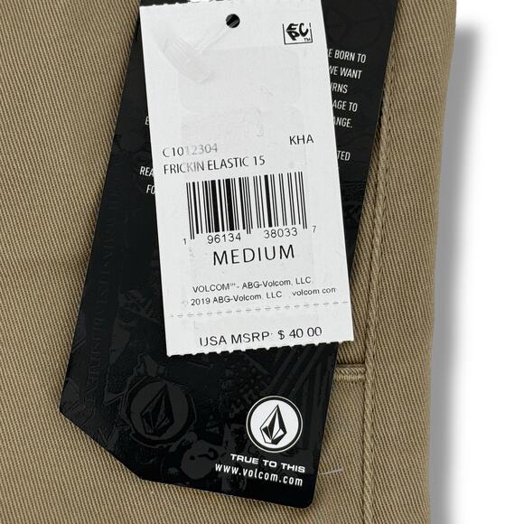 Volcom Frickin Elastic Drawstring Chino Shorts Big Boys Sz Medium 6" Inseam - Picture 6 of 6